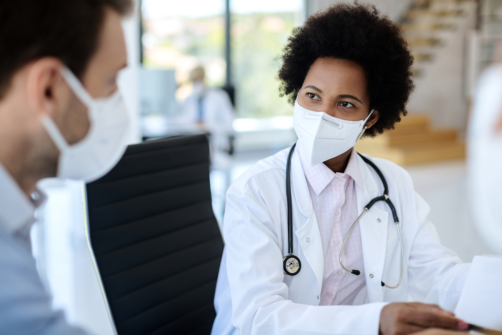 Medical staff with face masks on.