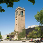 Carillon Tower in the Spring in front of the Social Science Building on the University of Wisconsin-Madison campus.